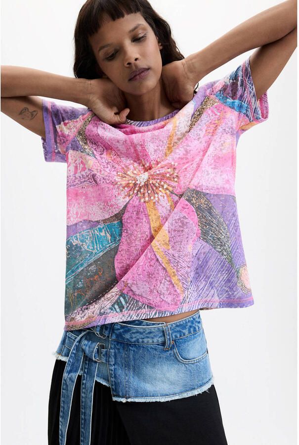 Desigual gebloemde top roze - Foto 2
