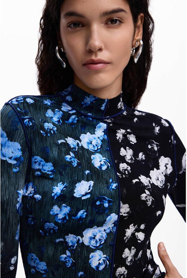 Desigual gebloemde top zwart - Foto 2
