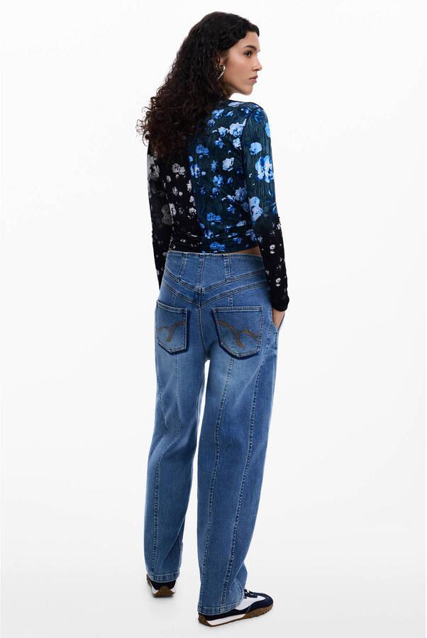 Desigual gebloemde top zwart - Foto 3