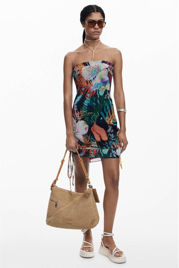 Desigual gebloemde zomerjurk strapless