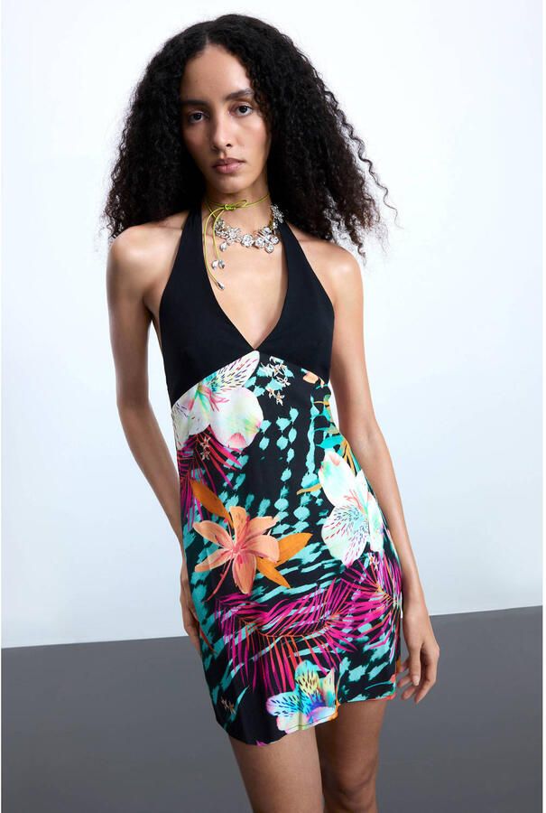 Desigual gebloemde zomerjurk zwart