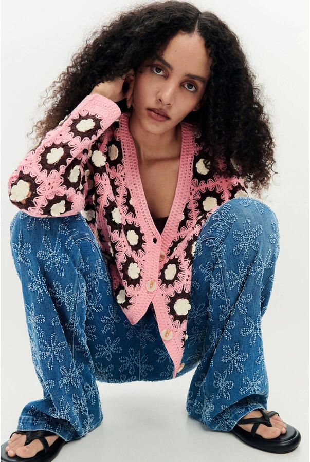 Desigual gebreid vest crochet roze - Foto 2