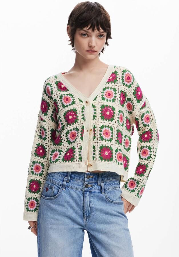 Desigual gebreid vest ecru - Foto 3