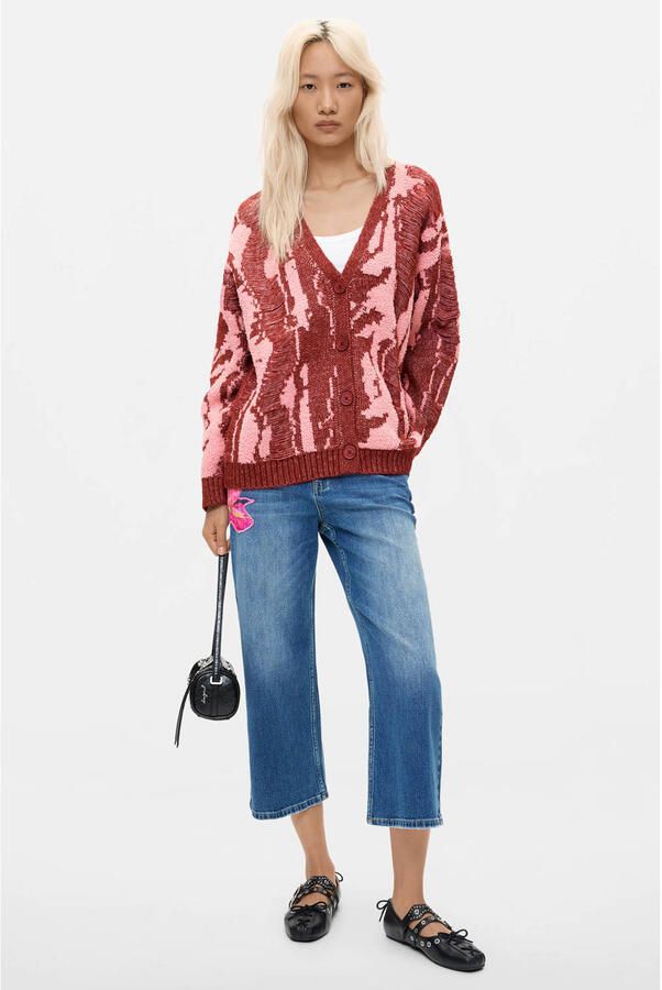 Desigual gebreid vest met print rood