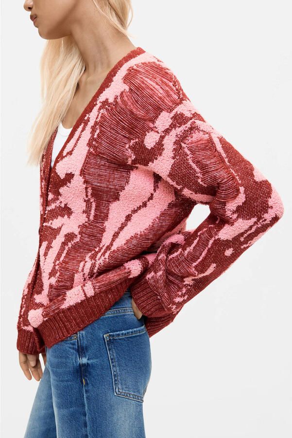 Desigual gebreid vest met print rood - Foto 2