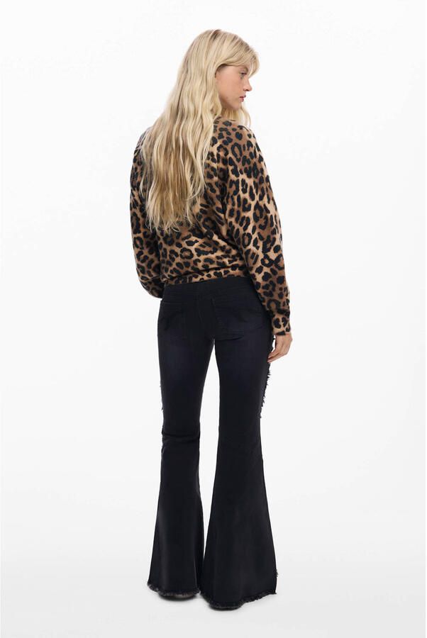 Desigual gebreide trui met panterprint bruin - Foto 2