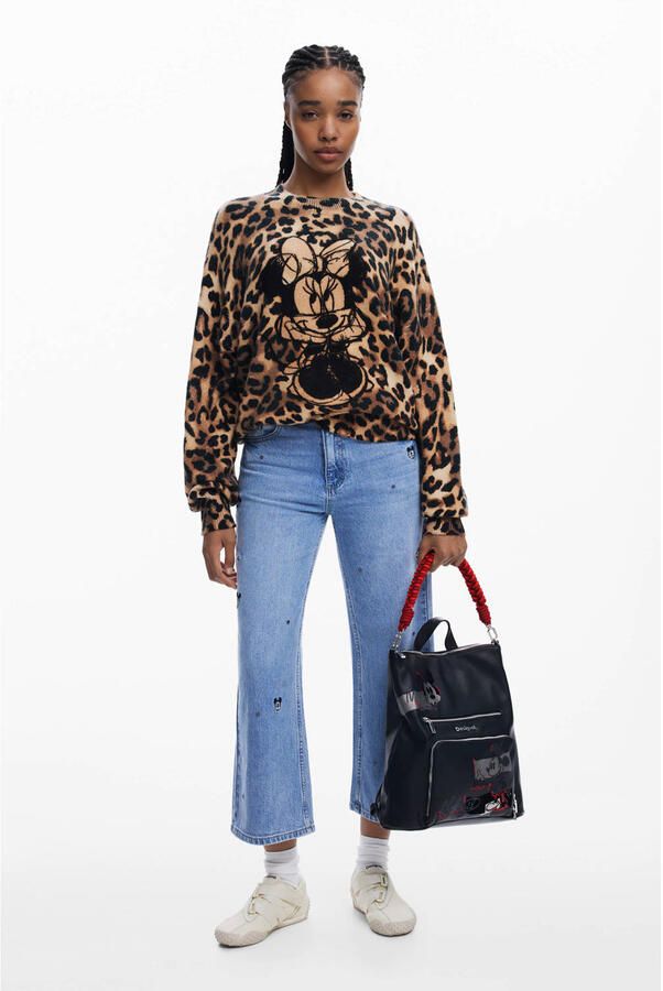 Desigual gebreide trui met panterprint bruin - Foto 3