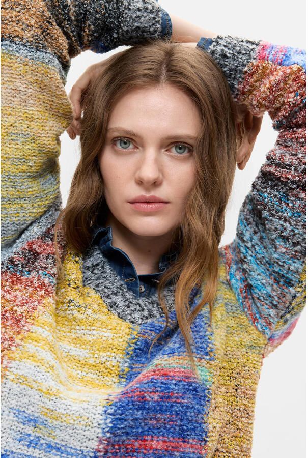 Desigual gebreide trui met print en wol meerkleurig - Foto 2