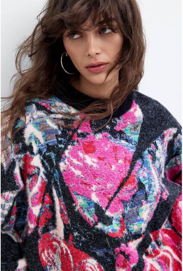 Desigual gebreide trui met print meerkleurig