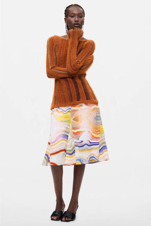 Desigual gebreide trui met wol oranje - Foto 2