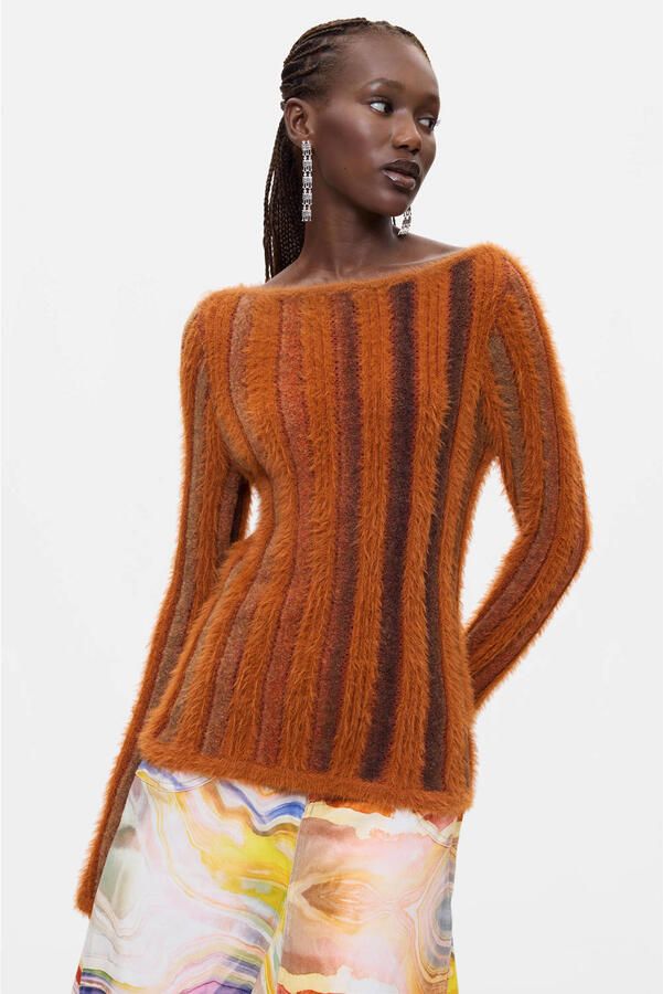 Desigual gebreide trui met wol oranje - Foto 3