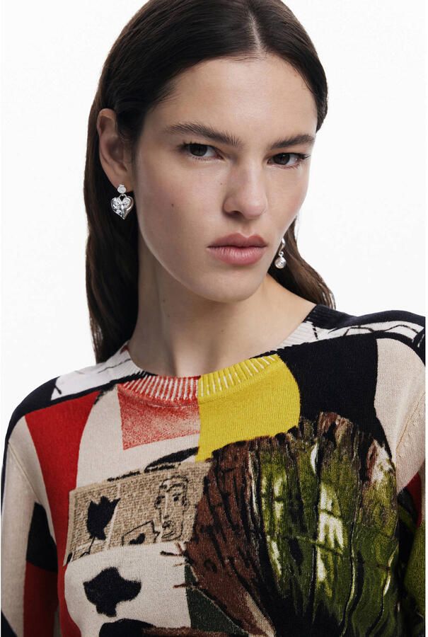 Desigual Groene Bedrukte Lange Mouw Gebreide Kleding Multicolor Dames - Foto 2