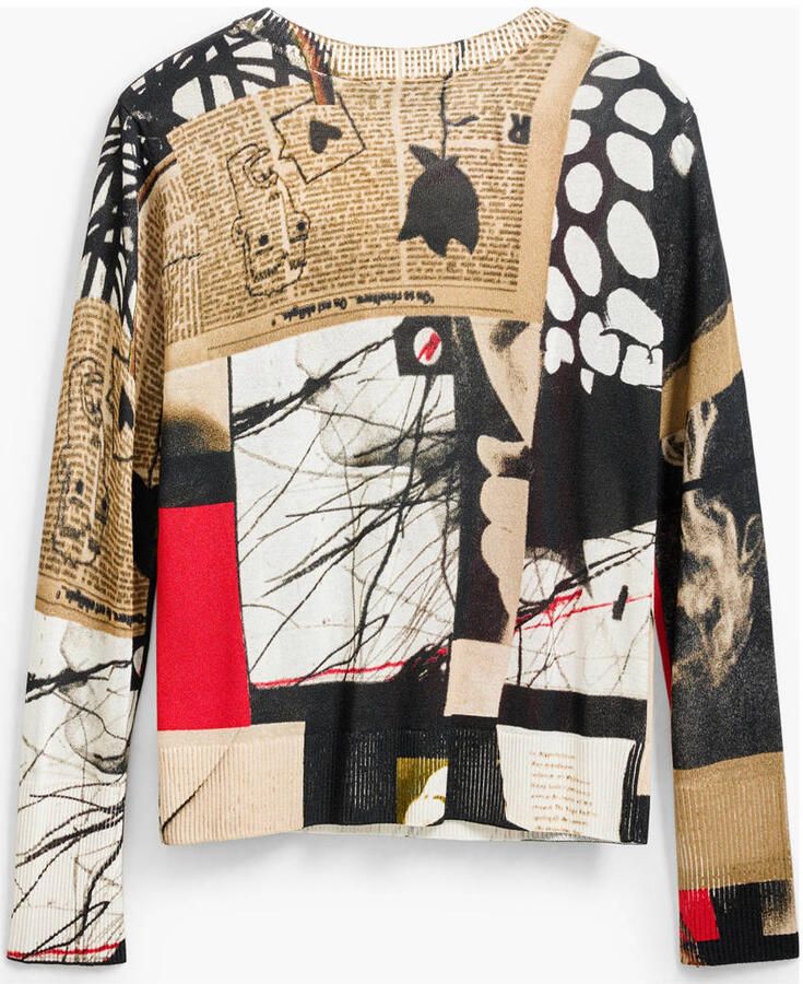 Desigual Groene Bedrukte Lange Mouw Gebreide Kleding Multicolor Dames