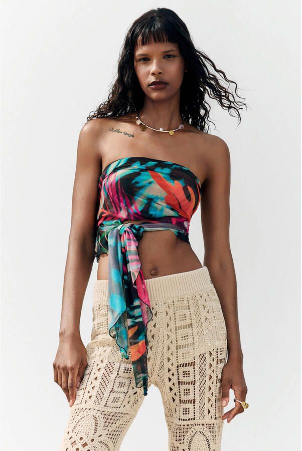 Desigual gehaakte flared broek beige - Foto 2