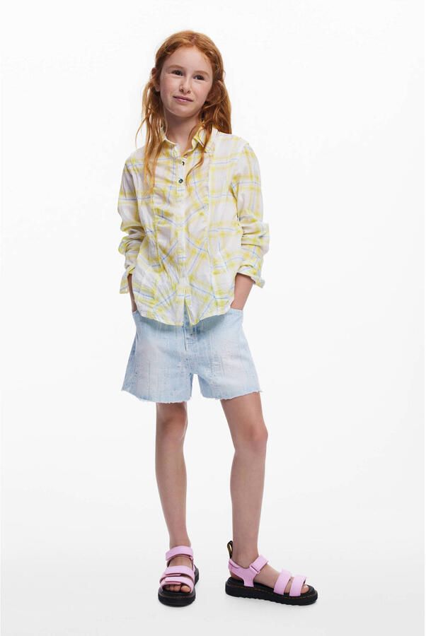 Desigual geruit blouse lichtgeel