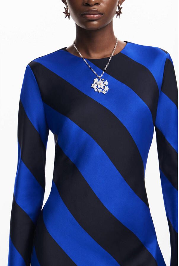 Desigual gestreepte bodycon jurk blauw zwart - Foto 3