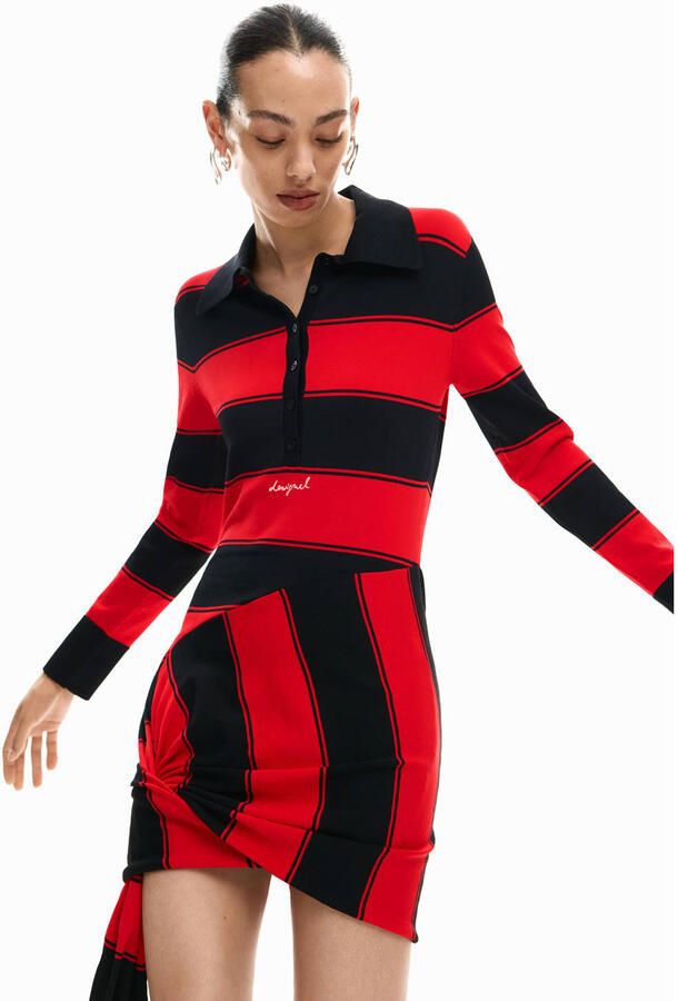 Desigual gestreepte korte jurk rood
