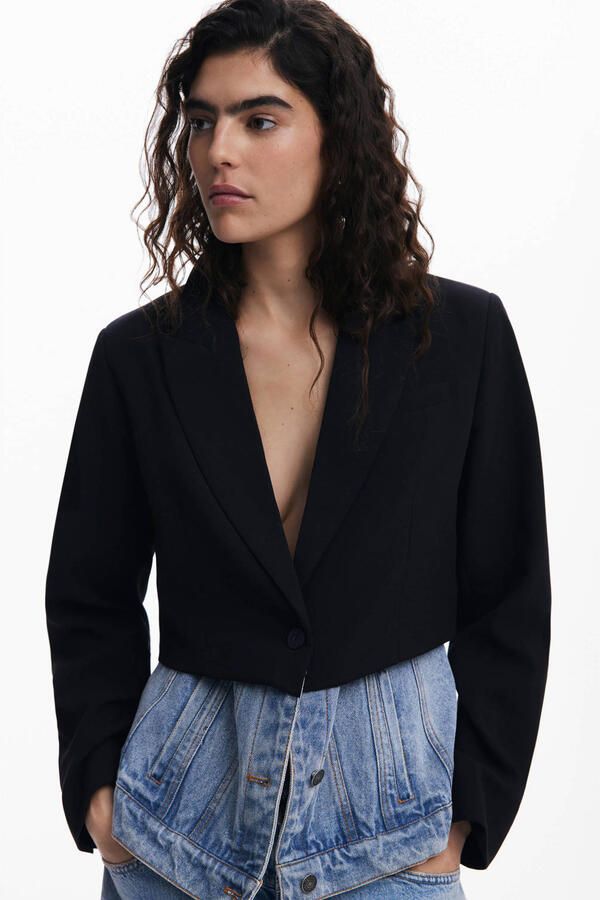 Desigual Zwarte Button-Up Jas Lente Zomer Vrouwen Black Dames