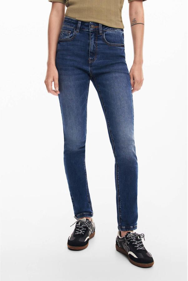 Desigual high waist skinny jeans dark blue denim - Foto 3