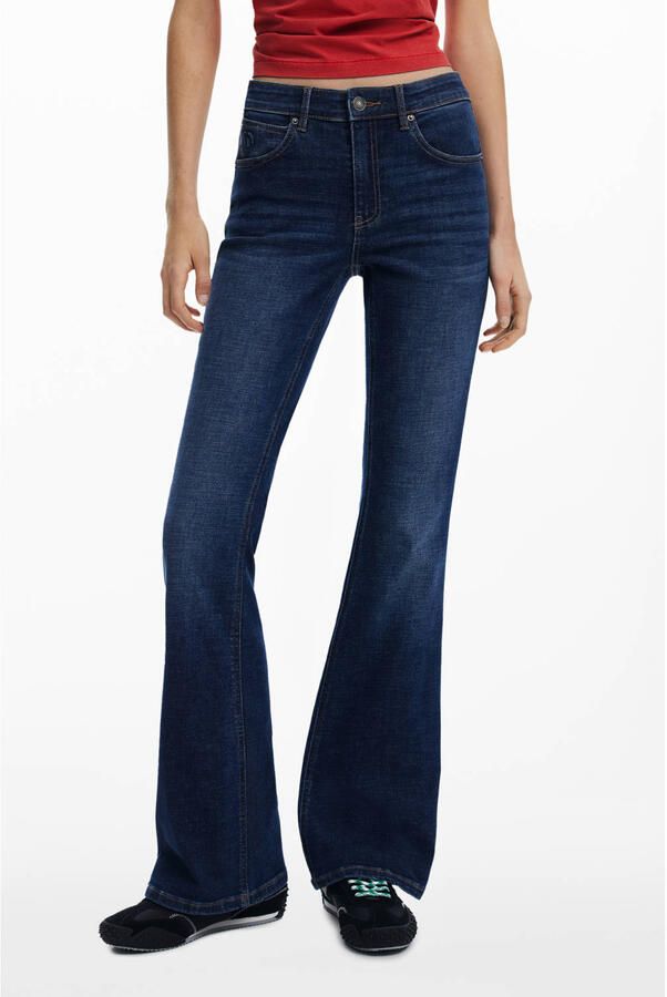 Desigual high waist flared jeans medium blue denim - Foto 3