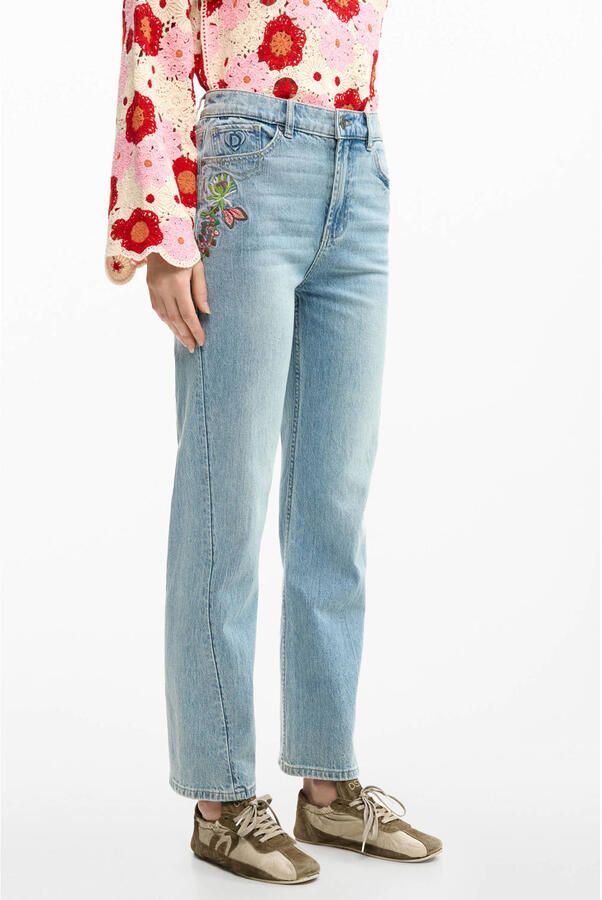 Desigual high waist straight leg jeans medium blue denim - Foto 2