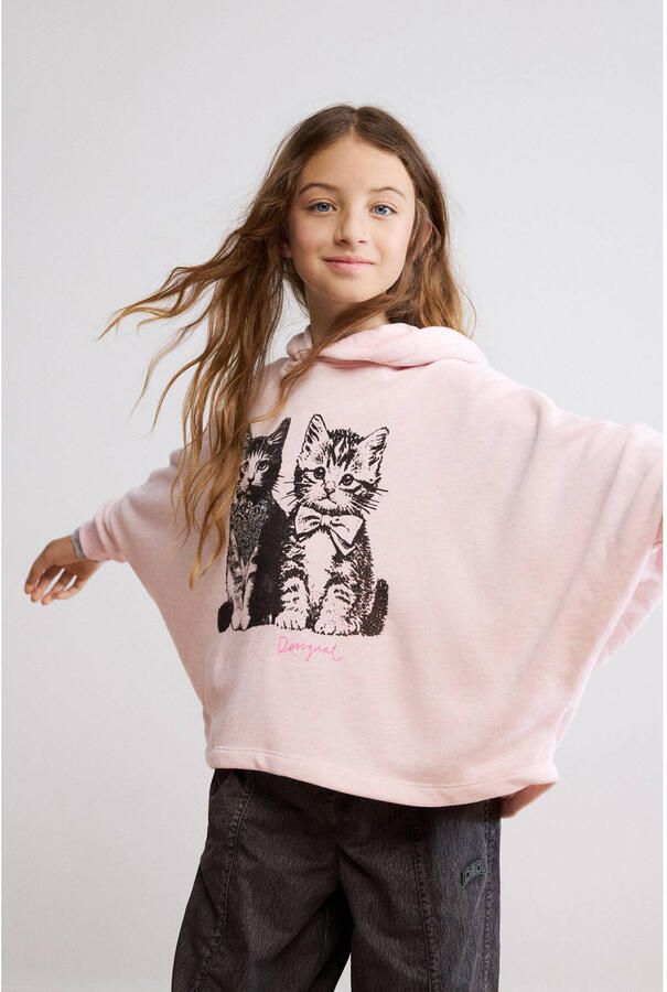 Desigual hoodie met print lichtroze
