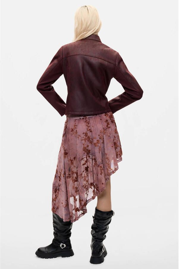 Desigual imitatieleren jas donkerrood - Foto 2