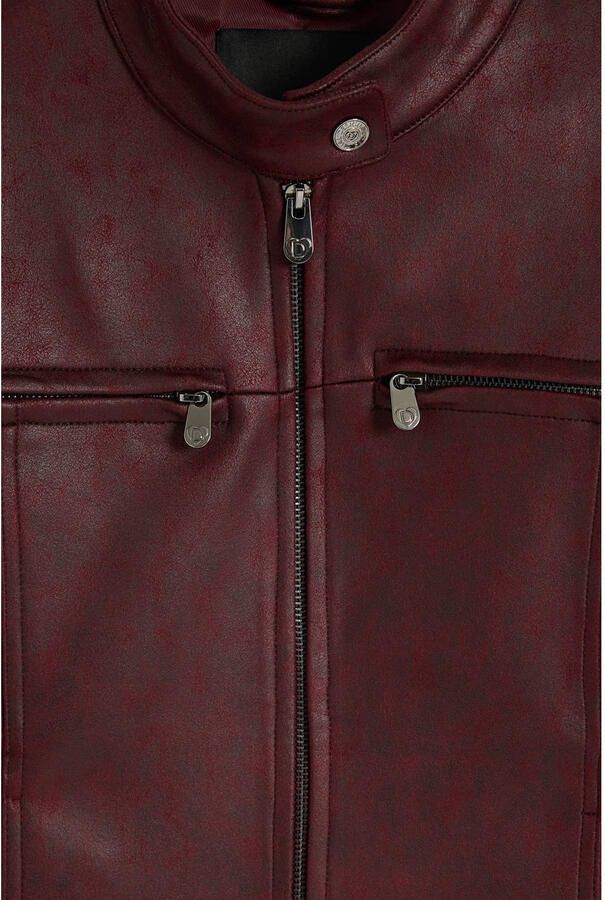Desigual imitatieleren jas donkerrood - Foto 2