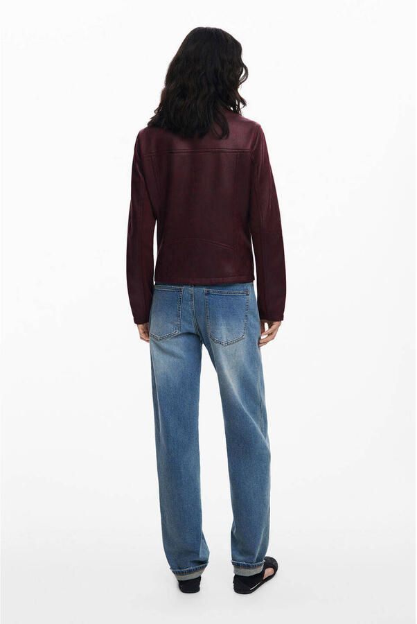 Desigual imitatieleren jas donkerrood - Foto 2