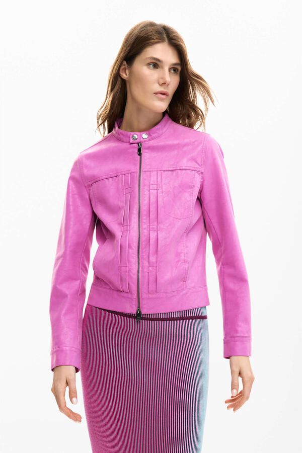 Desigual imitatieleren jas roze