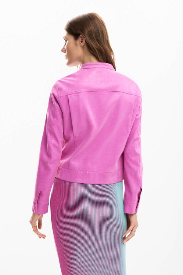 Desigual imitatieleren jas roze - Foto 2