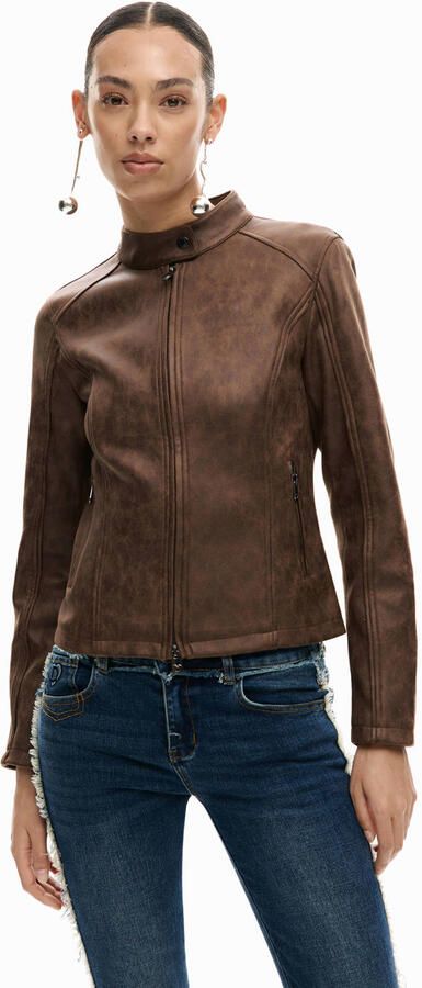 Desigual Leren Jas CHAQ_SAND 26SWEW10