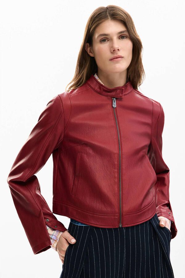 Desigual imitatieleren leren jas rood