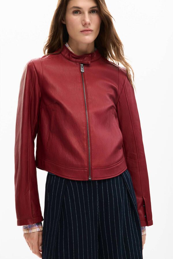 Desigual imitatieleren leren jas rood - Foto 2