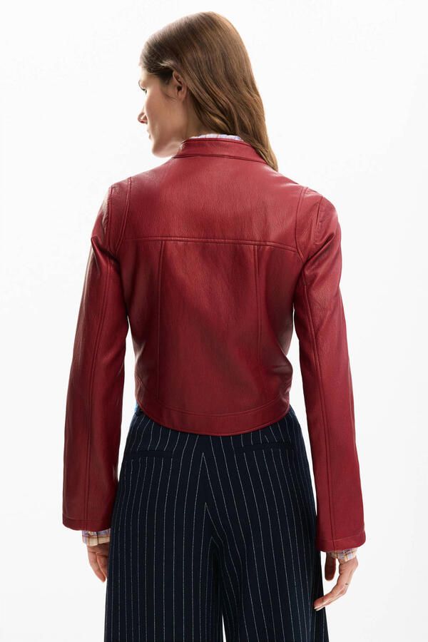 Desigual imitatieleren leren jas rood - Foto 3