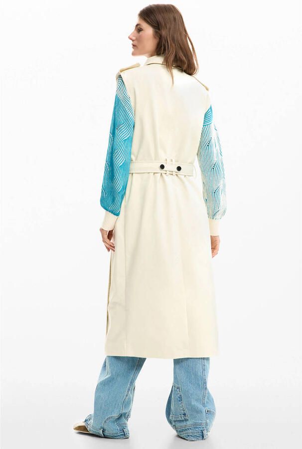 Desigual imitatieleren leren trenchcoat ecru - Foto 2