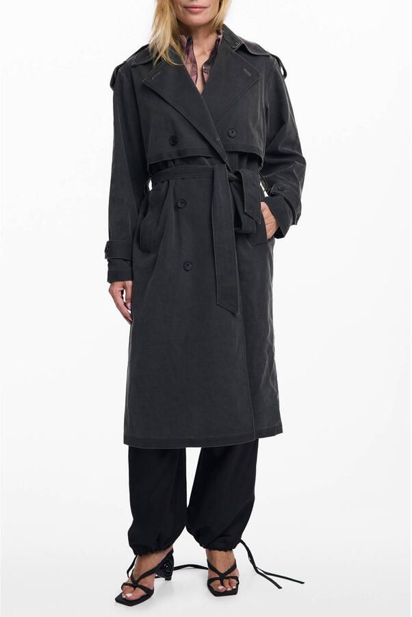 Desigual imitatieleren trenchcoat antraciet - Foto 2