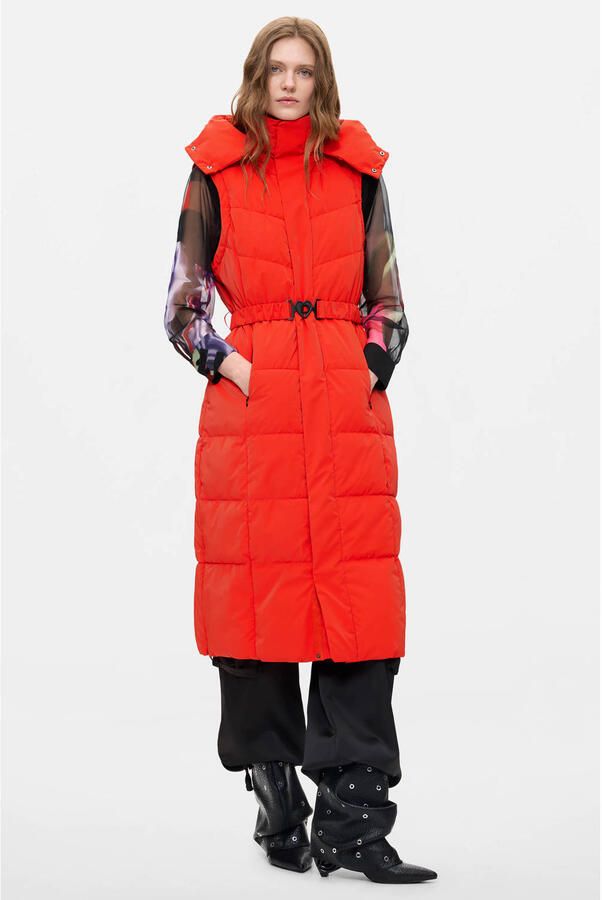 Desigual imitatieleren winterjas met ceintuur rood - Foto 2