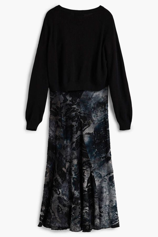 Desigual jacquard midi jurk met print zwart - Foto 2