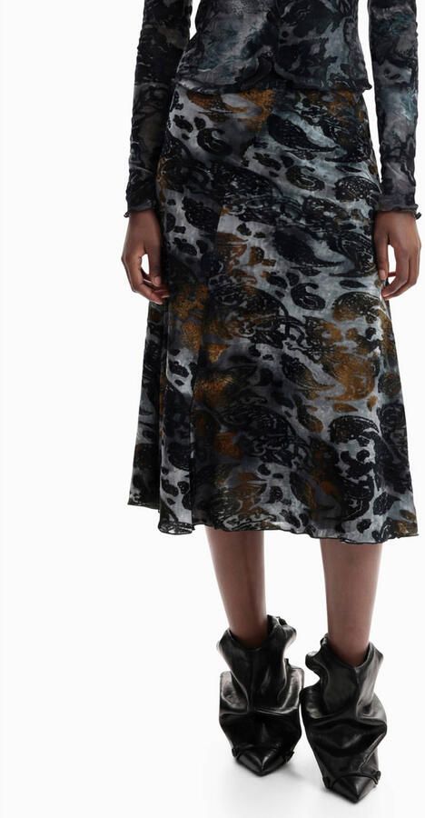 Desigual jacquard midi rok met print meerkleurig