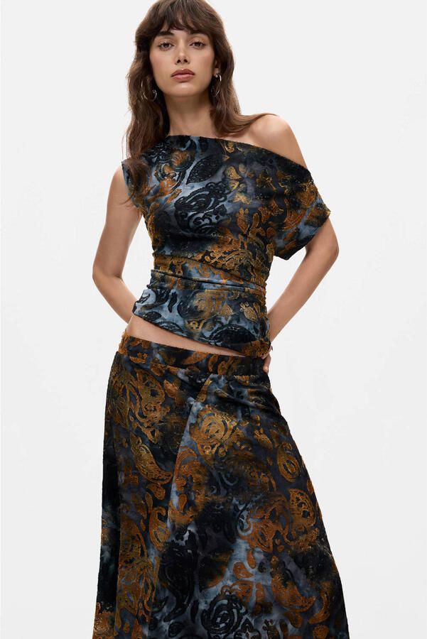 Desigual jacquard midi rok met print meerkleurig - Foto 3