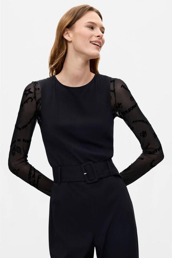 Desigual jumpsuit met print en ceintuur zwart