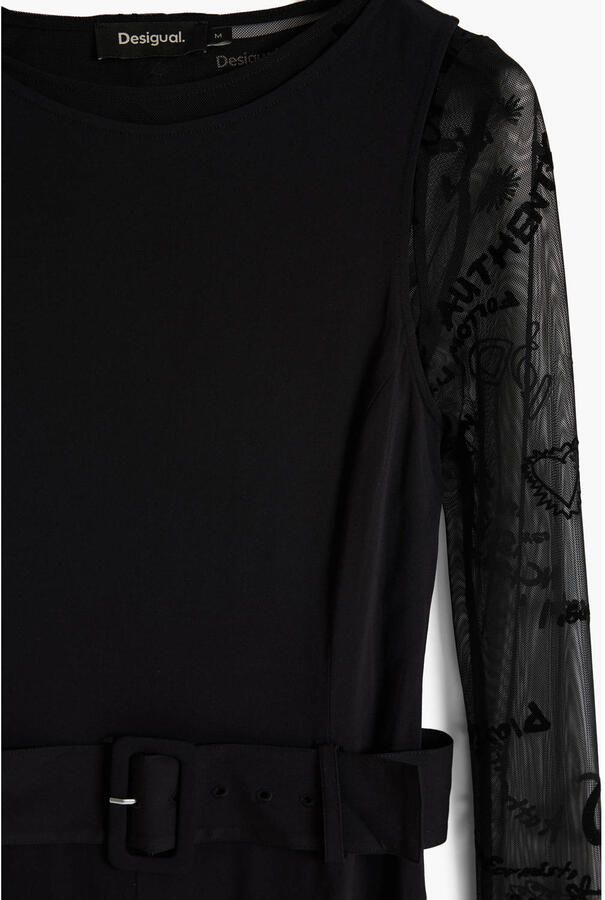 Desigual jumpsuit met print en ceintuur zwart - Foto 2