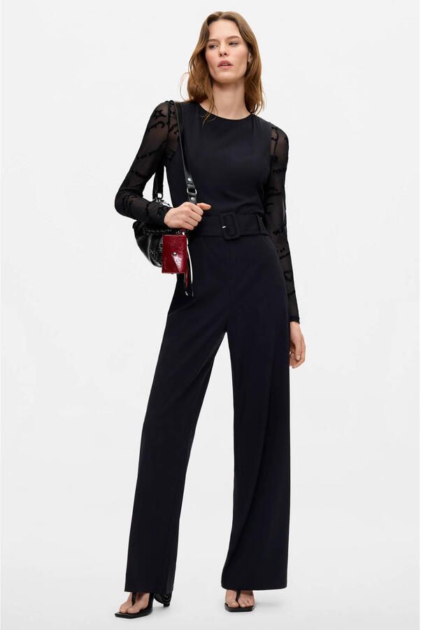 Desigual jumpsuit met print en ceintuur zwart - Foto 3