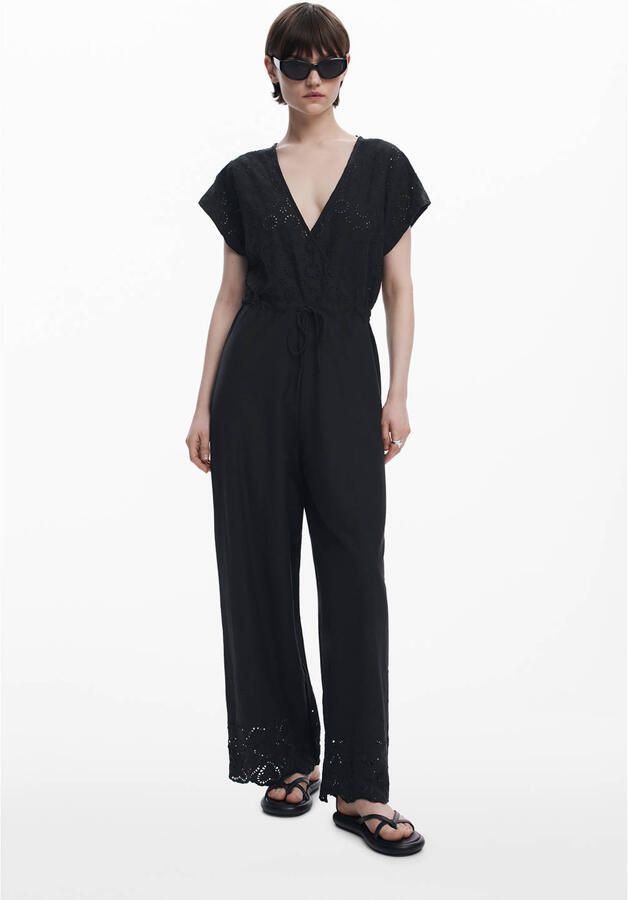 Desigual jumpsuit zwart broderie