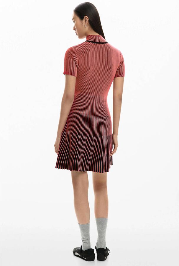 Desigual jurk met col met krijtstreep rood - Foto 3