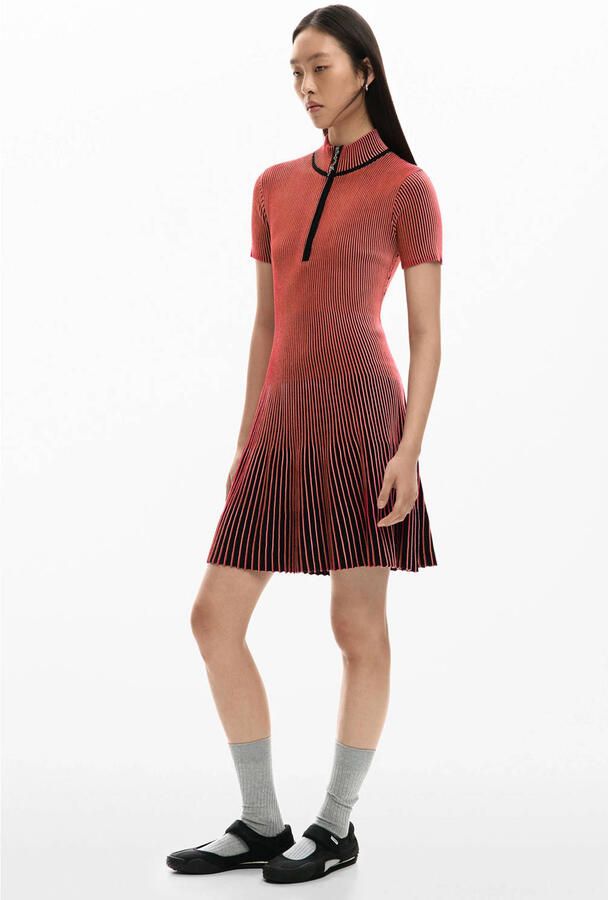 Desigual jurk met col met krijtstreep rood - Foto 2