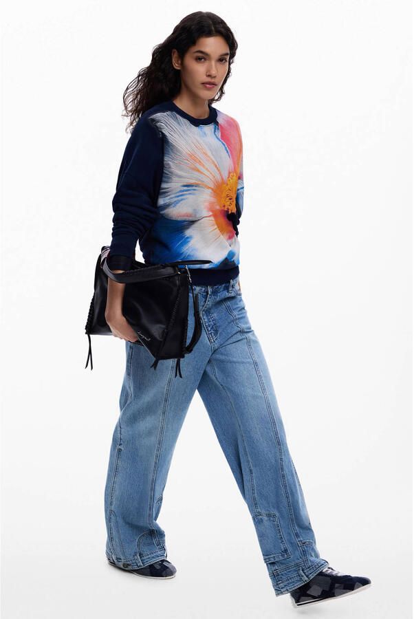Desigual katoenen gebloemde sweater blauw - Foto 2