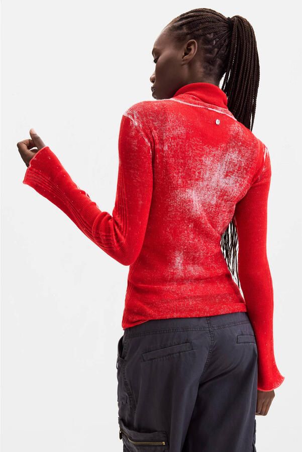 Desigual katoenen gebreide trui rood - Foto 2