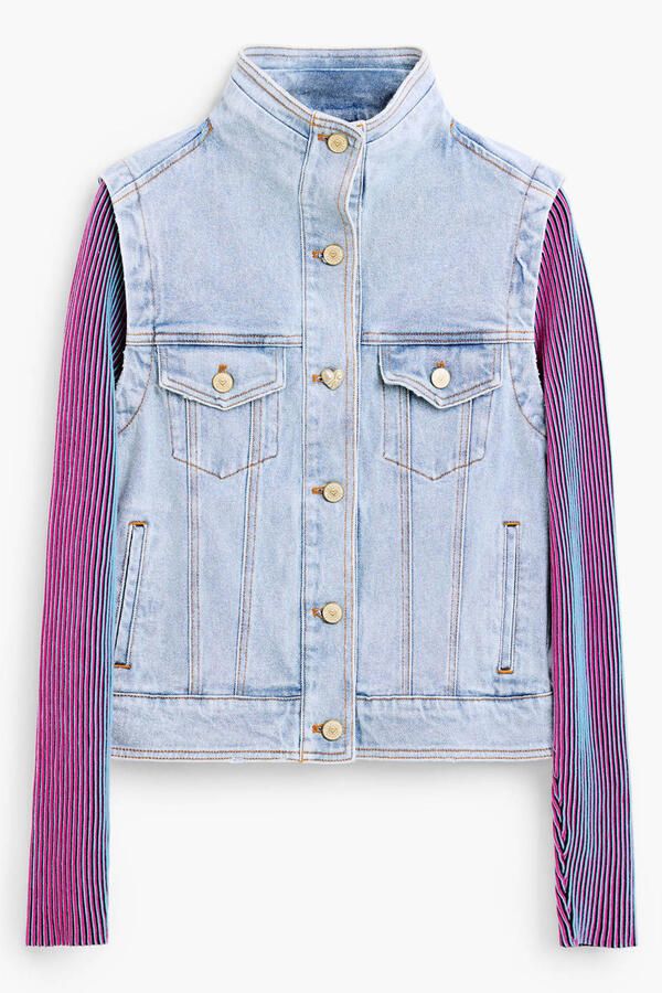 Desigual katoenen spijkerjas met afneembare mouwen lichtblauw